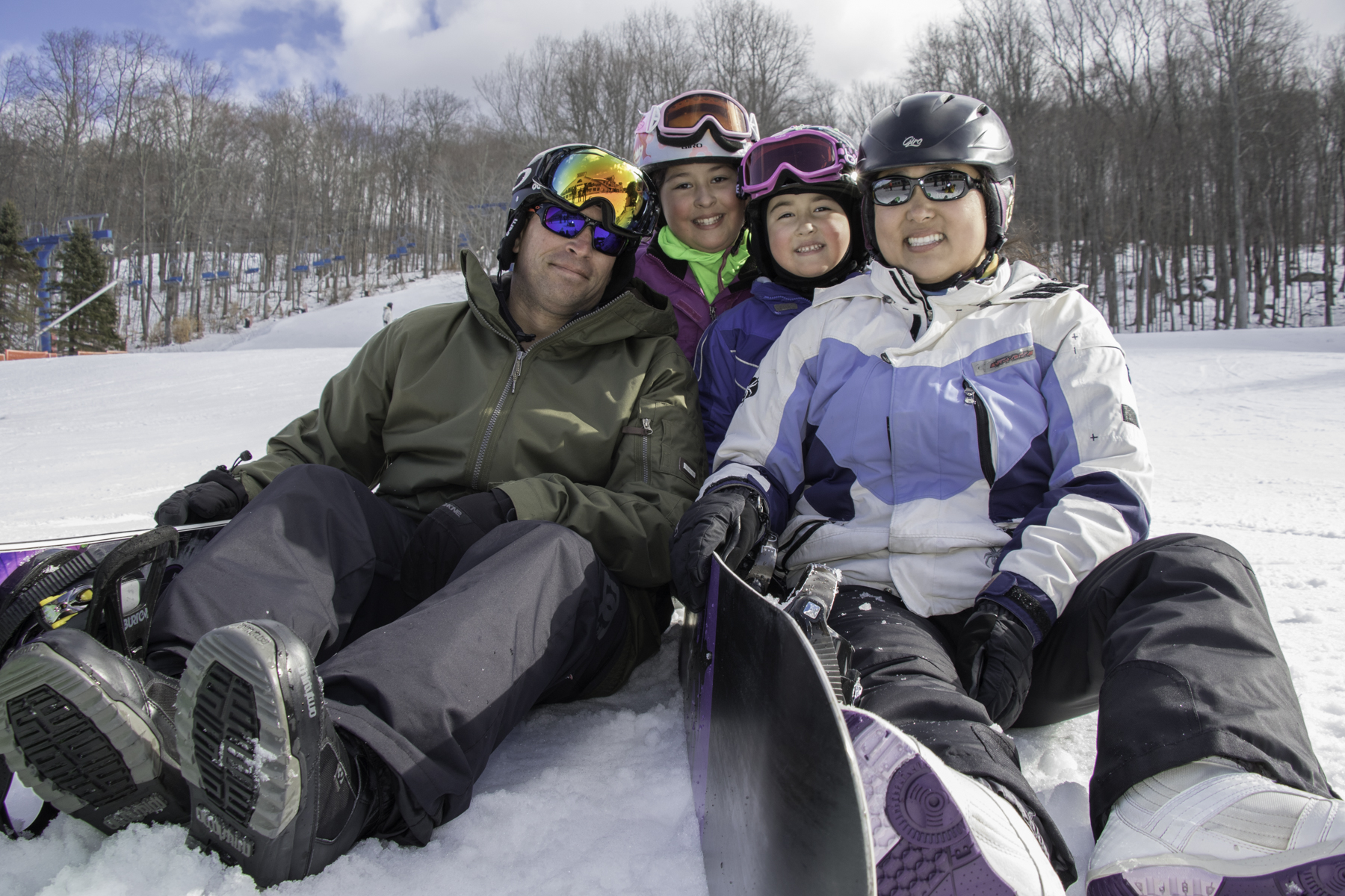 Family at Shawnee Mountain Ski Area in the Poconos.